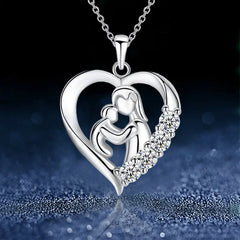 Silver Plated Mother & Child Concentric Pendant Necklace