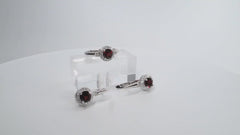 3.15Ct Natural Red Garnet Earrings Ring Set 925 Sterling Silver Jewelry Set