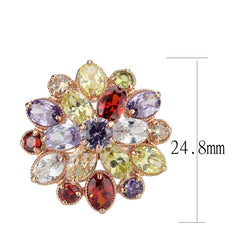 1603 - Rose Gold Brass Ring with CUBIC ZIRCONIA in MultiColor