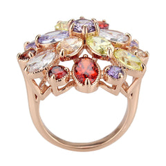 1603 - Rose Gold Brass Ring with CUBIC ZIRCONIA in MultiColor