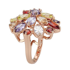 1603 - Rose Gold Brass Ring with CUBIC ZIRCONIA in MultiColor