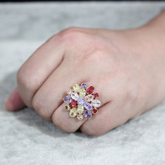 1603 - Rose Gold Brass Ring with CUBIC ZIRCONIA in MultiColor