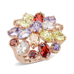 1603 - Rose Gold Brass Ring with CUBIC ZIRCONIA in MultiColor