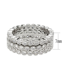 1605 - Rhodium Brass Ring with CUBIC ZIRCONIA in Clear