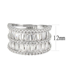 1606 - Rhodium Brass Ring with CUBIC ZIRCONIA in Clear