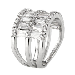 1606 - Rhodium Brass Ring with CUBIC ZIRCONIA in Clear