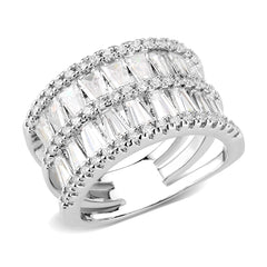 1606 - Rhodium Brass Ring with CUBIC ZIRCONIA in Clear