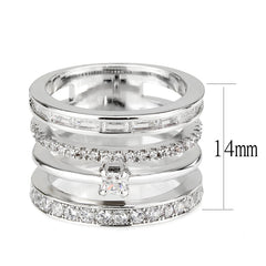 1607 - Rhodium Brass Ring with CUBIC ZIRCONIA in Clear