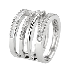 1607 - Rhodium Brass Ring with CUBIC ZIRCONIA in Clear