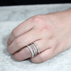 1607 - Rhodium Brass Ring with CUBIC ZIRCONIA in Clear