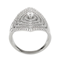 1608 - Rhodium Brass Ring with CUBIC ZIRCONIA in Clear