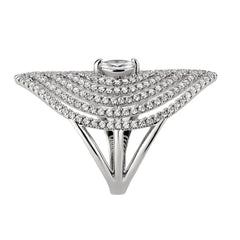 1608 - Rhodium Brass Ring with CUBIC ZIRCONIA in Clear