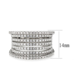 1609 - Rhodium Brass Ring with CUBIC ZIRCONIA in Clear