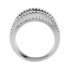 1609 - Rhodium Brass Ring with CUBIC ZIRCONIA in Clear