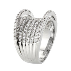 1609 - Rhodium Brass Ring with CUBIC ZIRCONIA in Clear