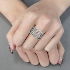 1609 - Rhodium Brass Ring with CUBIC ZIRCONIA in Clear