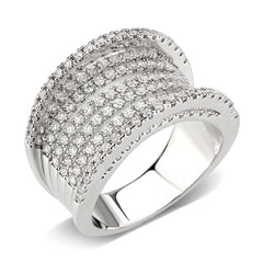 1609 - Rhodium Brass Ring with CUBIC ZIRCONIA in Clear