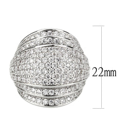 1610 - Rhodium Brass Ring with CUBIC ZIRCONIA in Clear