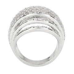 1610 - Rhodium Brass Ring with CUBIC ZIRCONIA in Clear