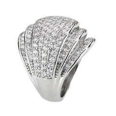 1610 - Rhodium Brass Ring with CUBIC ZIRCONIA in Clear