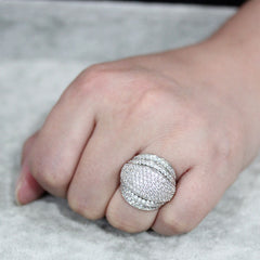 1610 - Rhodium Brass Ring with CUBIC ZIRCONIA in Clear