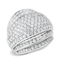 1610 - Rhodium Brass Ring with CUBIC ZIRCONIA in Clear