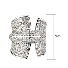 1611 - Rhodium Brass Ring with CUBIC ZIRCONIA in Clear