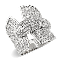 1611 - Rhodium Brass Ring with CUBIC ZIRCONIA in Clear