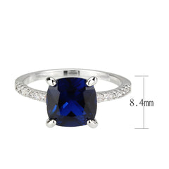 1612 - Rhodium Brass Ring with Semi-Precious in London Blue