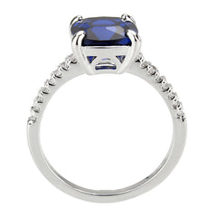 1612 - Rhodium Brass Ring with Semi-Precious in London Blue