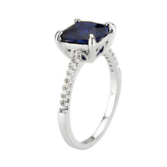 1612 - Rhodium Brass Ring with Semi-Precious in London Blue