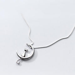 Sterling Silver Cat Charm Pendant Necklaces for Women