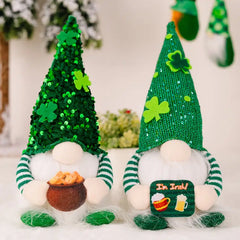 1pc, St. Patrick's Day Irish Gnome Doll, Lighted Sequins Gnome (options avail)