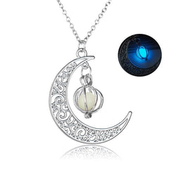 2pcs Luxury Glow In The Dark necklaces Luminous Moon and Pumpkin pendant