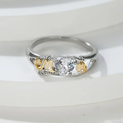 Two-toned Zircon Heart Mom Ring