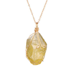 Handmade Wire Wrap Natural Quartz Stone Pendant Necklaces