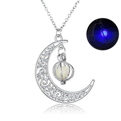 2pcs Luxury Glow In The Dark necklaces Luminous Moon and Pumpkin pendant