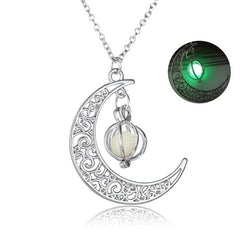 2pcs Luxury Glow In The Dark necklaces Luminous Moon and Pumpkin pendant