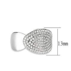 5W388 - High polished (no plating) Stainless Steel Ring with CUBIC ZIRCONIA in Clear