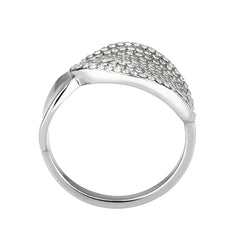 5W388 - High polished (no plating) Stainless Steel Ring with CUBIC ZIRCONIA in Clear