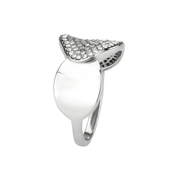 5W388 - High polished (no plating) Stainless Steel Ring with CUBIC ZIRCONIA in Clear