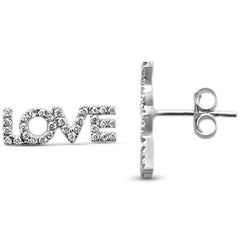 SPECIAL! .25ct 14KT White Gold Love Script Heart Trendy Diamond Stud Earrings