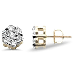 SPECIAL!G-SI Flower Diamond Round Stud Earrings Colors and Sizes Available