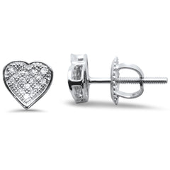 .11ct 10K White Gold Diamond Heart Shaped Earrings