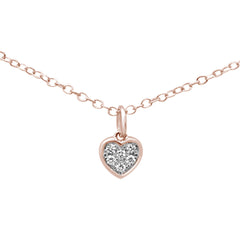 14K Rose Gold Diamond Heart Pendant 18