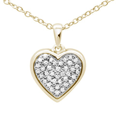 .10ct Gold Diamond Heart Diamond Pendant Necklace 18