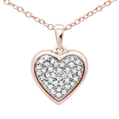 .10ct Gold Diamond Heart Diamond Pendant Necklace 18