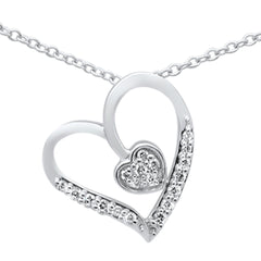 .11CT G SI 10KT Gold Diamond Trendy Heart Pendant Necklace 18