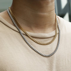 2pcs/Set 5mm Double Chains Stainless Steel Necklace