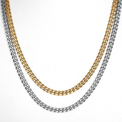 2pcs/Set 5mm Double Chains Stainless Steel Necklace